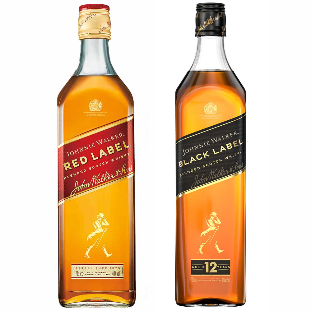 〔セット〕ジョニーウォーカーレッド ラベル・ブラックラベル12年 700ml×2本