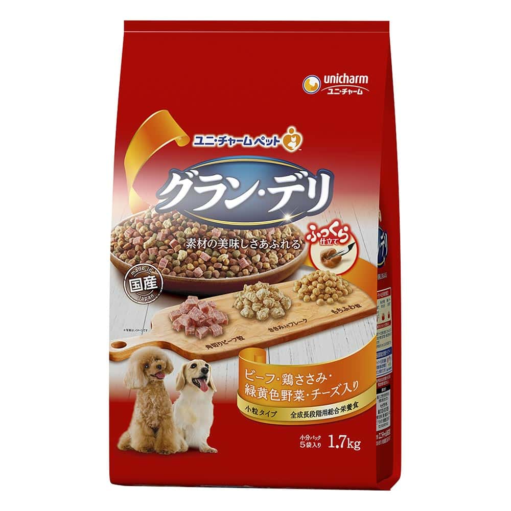 〔ペット用〕グラン・デリ ふっくら仕立て ビーフ・鶏ササミ・緑黄色野菜・チーズ・ビーフ粒入 1.7kg