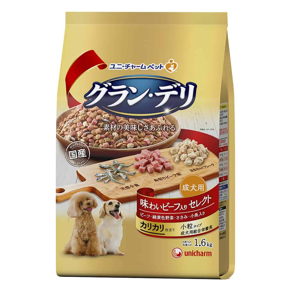 〔ペット用〕グラン・デリ 成犬用 カリカリ仕立て 味わいビーフ入りセレクト 1.6kg
