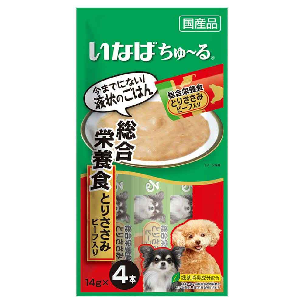 〔ペット用〕犬ちゅ～る 総合栄養食 とりささみビーフ入り 14g×4本