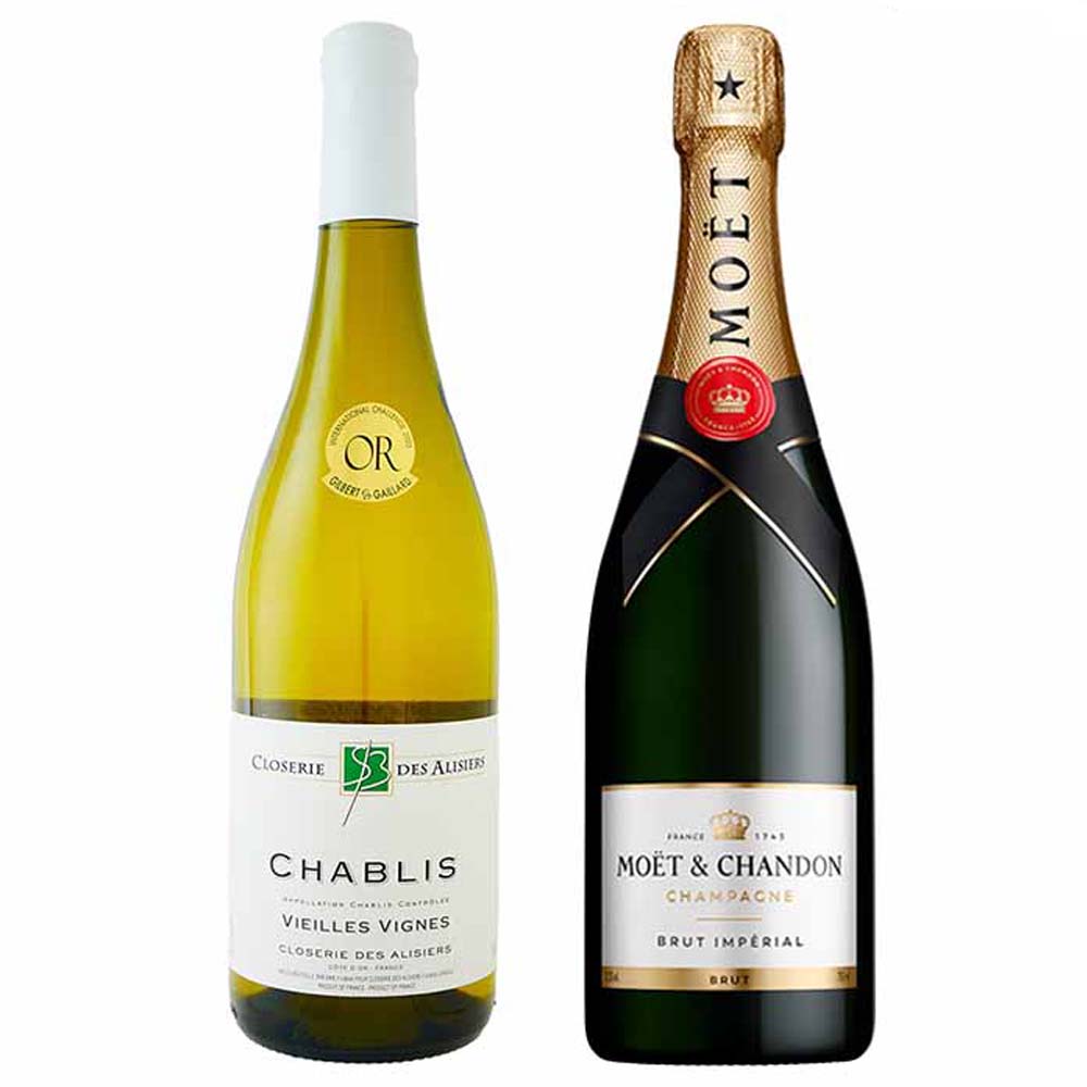 〔セット〕フランス高級産地のシャブリとシャンパーニュ バラエティ 750ml×2本