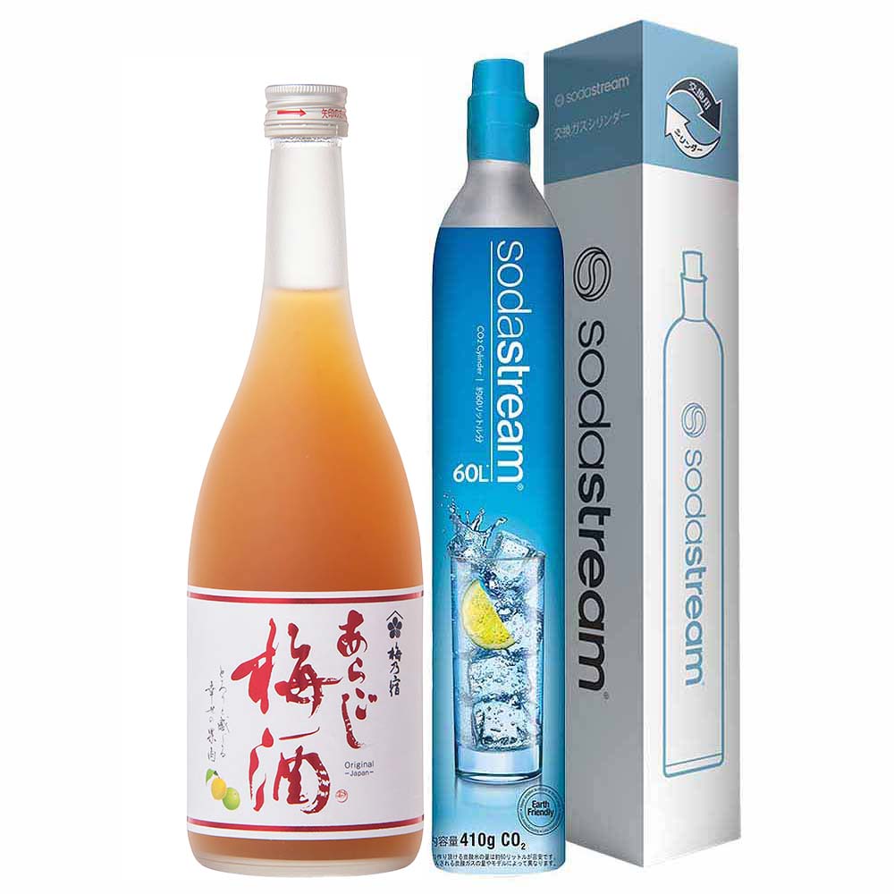 〔セット〕梅乃宿 あらごし梅酒720ml×ソーダストリーム 60L（交換用）セット※店舗からのお届け限定