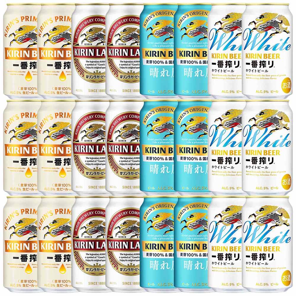 セット〕アサヒ スーパードライ＆キリン 一番搾り＆晴れ風 350ml缶×24