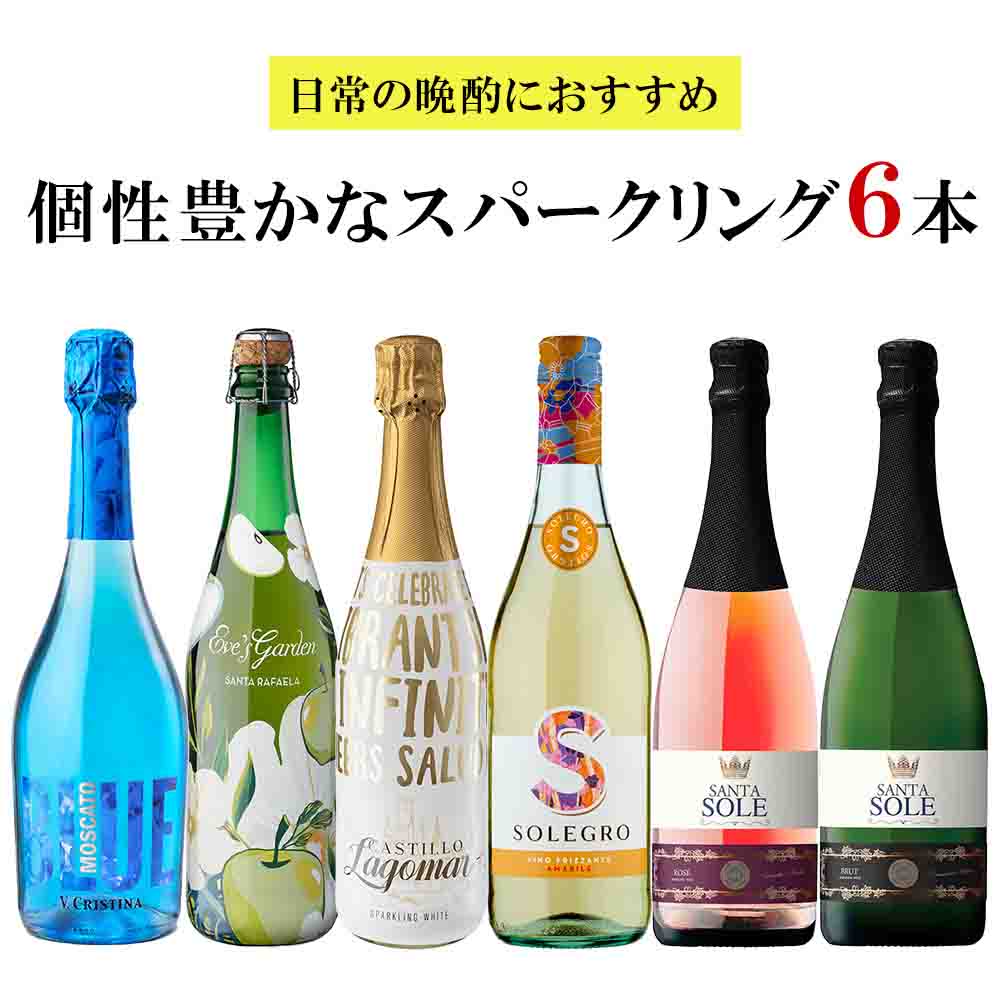 セット〕日常の晩酌におすすめ 個性豊かなスパークリング 750ml×6本