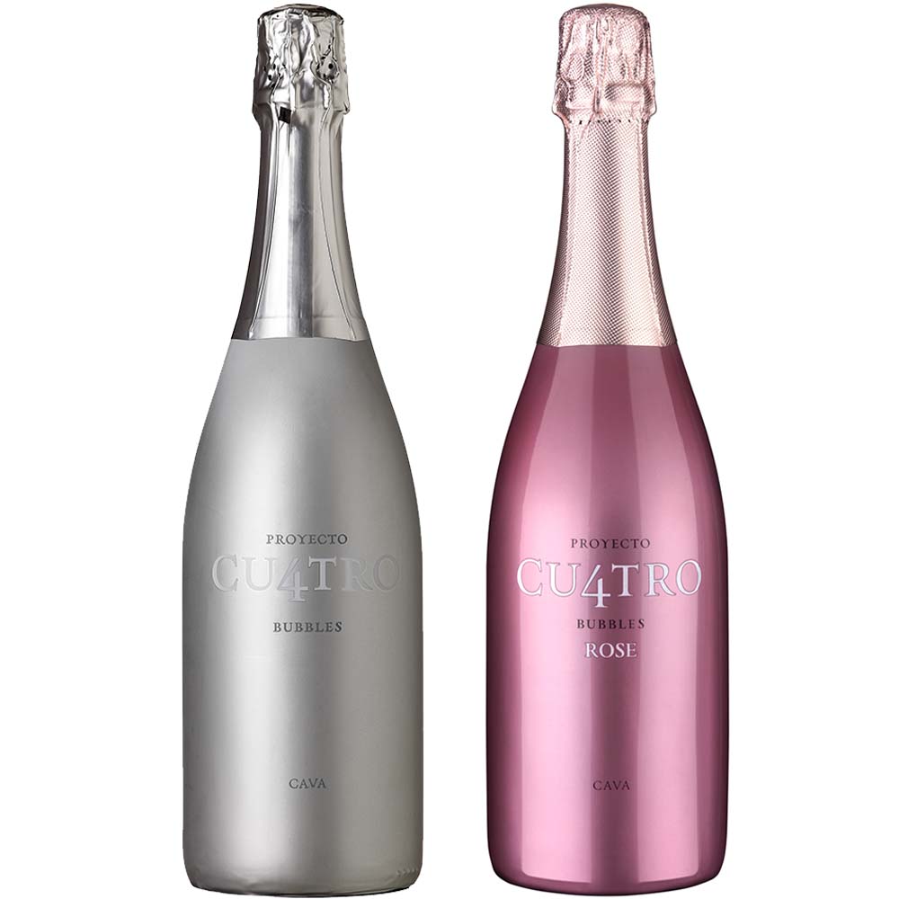 〔セット〕人気クワトロカヴァ辛口スパーク 白 ロゼ 750ml×2本