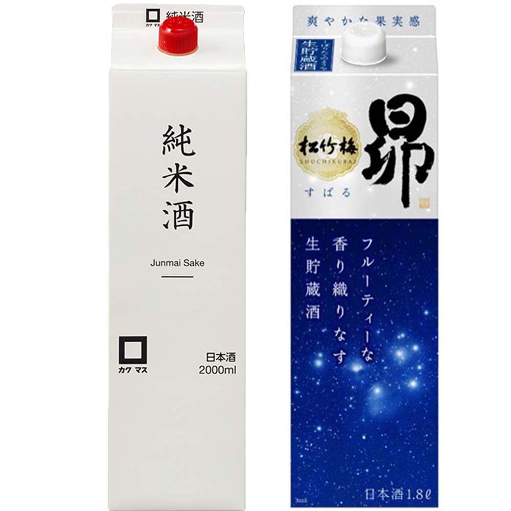 カクマス〔セット〕清酒パック飲み比べセット(カクマス純米酒+松竹梅 昴) 3.8L